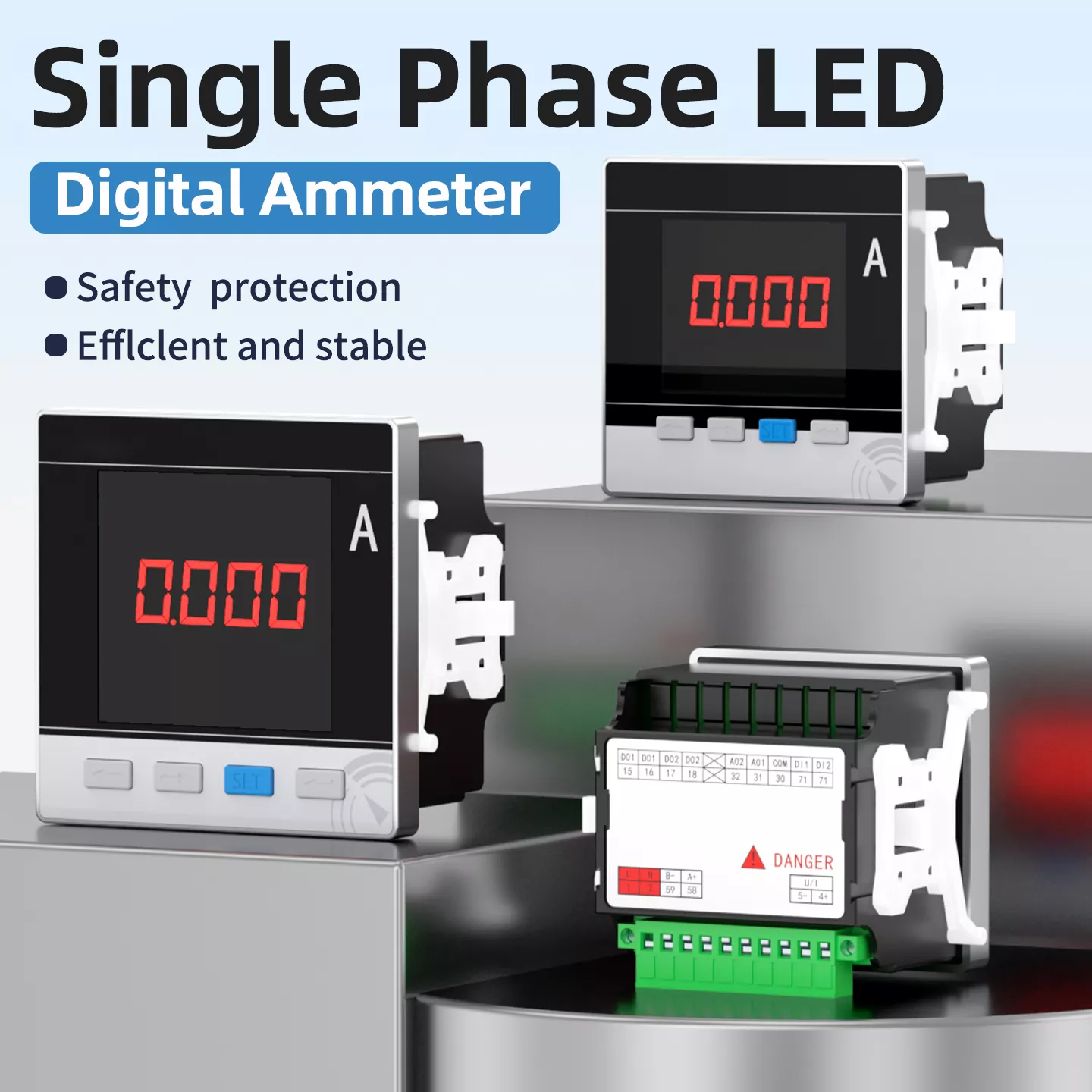 Amperometro digitale LED monofase