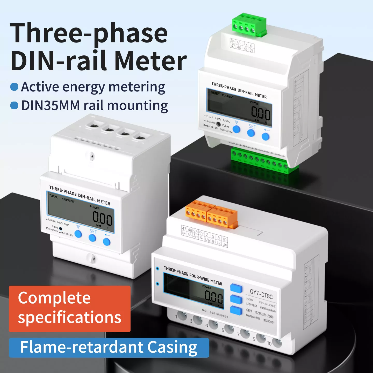 Misuratore multifunzione trifase con trasformatore su guida Din 4p
