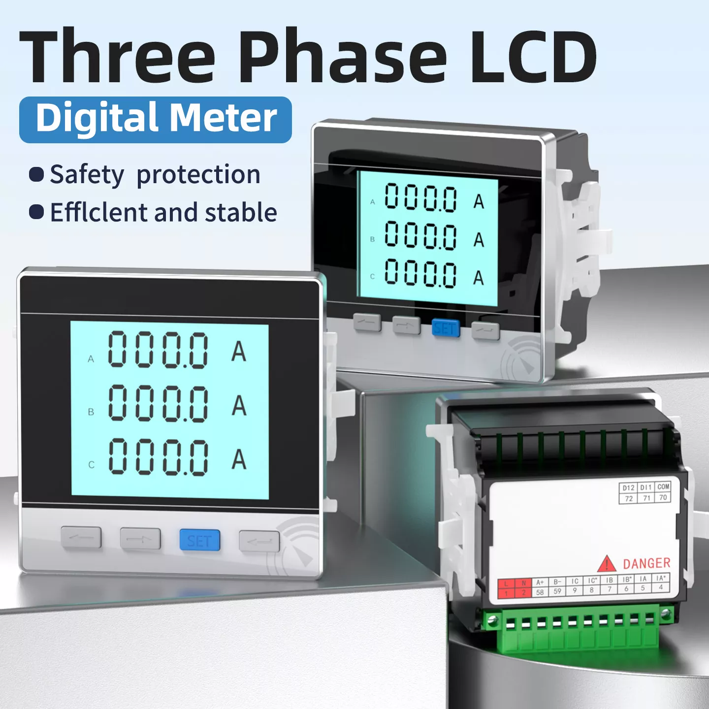Misuratore digitale LCD trifase