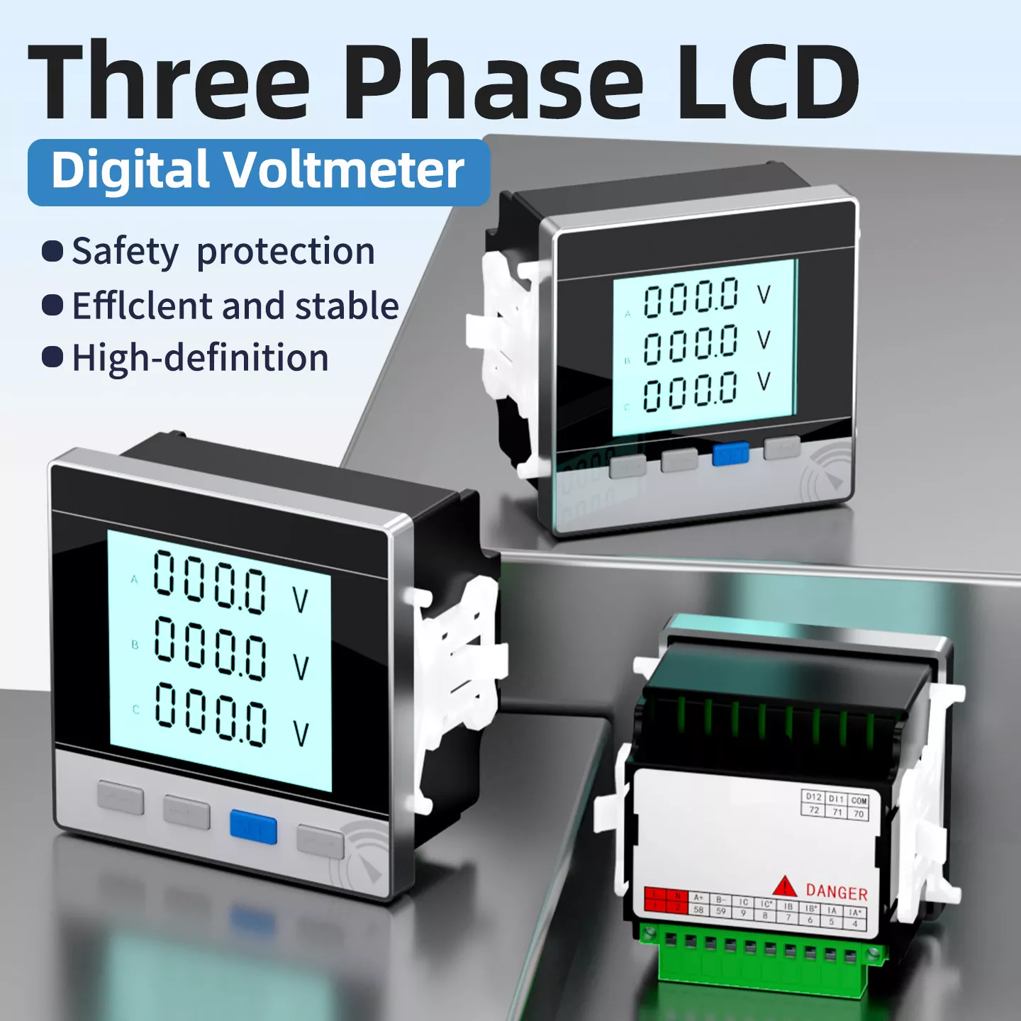 Voltmetro digitale LCD trifase