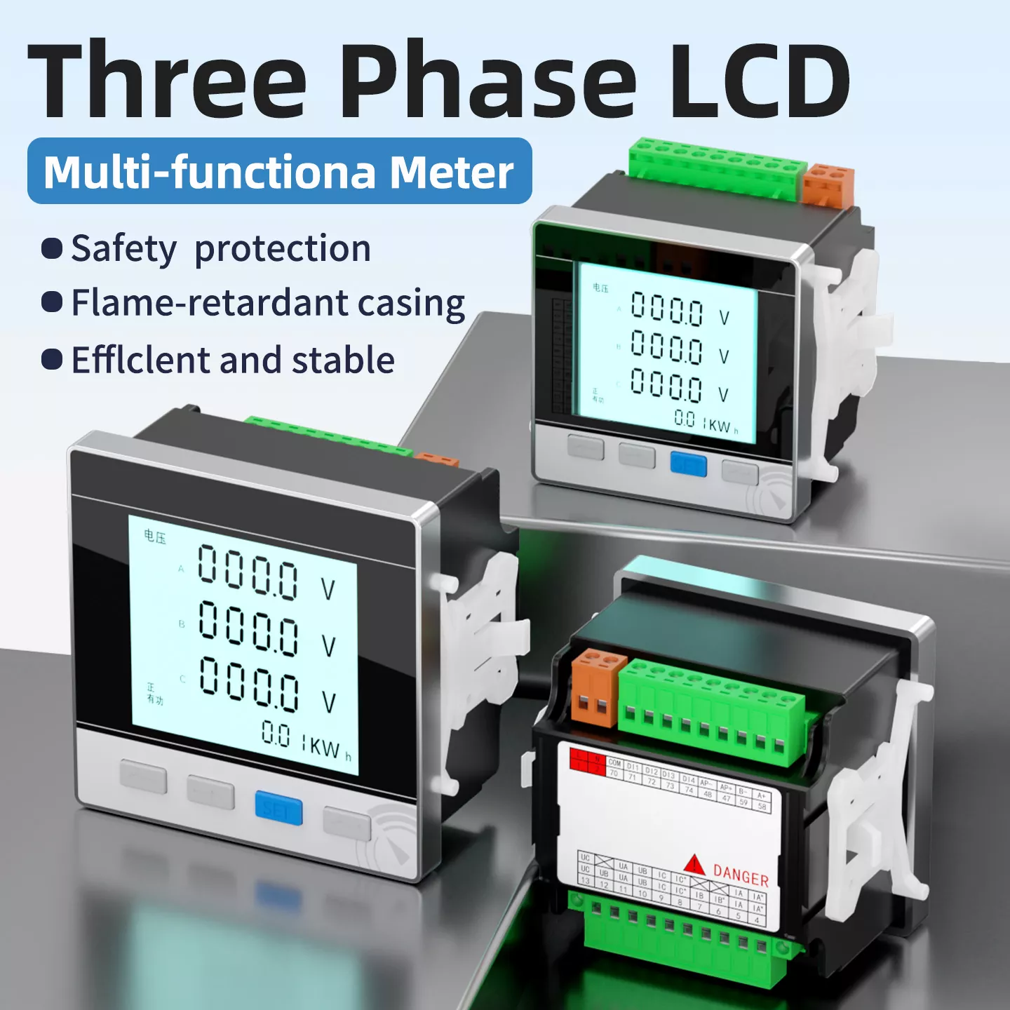 Misuratore multifunzione LCD trifase