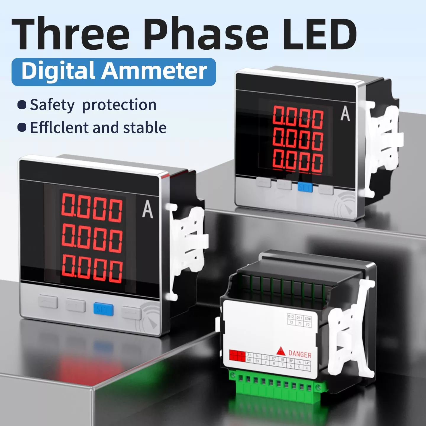 Amperometro digitale LED trifase